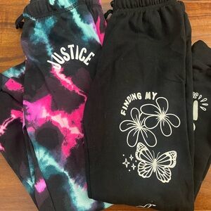 Justice Kids Black and Pink Tie-Dye Joggers
